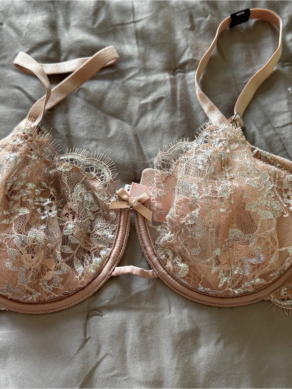 Victoria's Secret Blush Pink Lace Underwire Bra with Embroidery